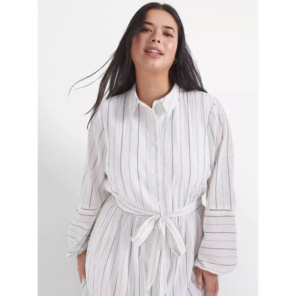 Lane Bryant NEW Striped Blouson Midi shirt Dress‎ long sleeve Size 20P flowy - Picture 2 of 15